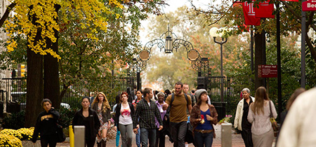 Temple campus during autumn
