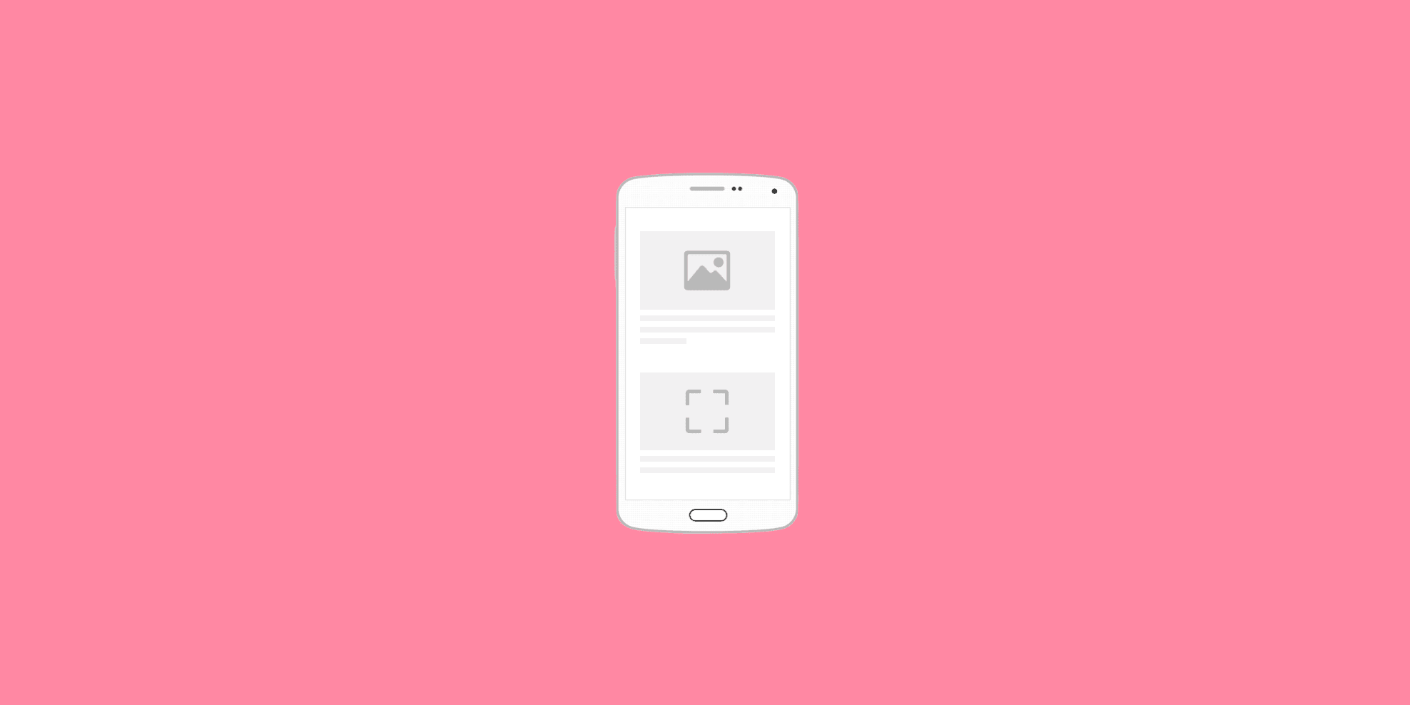 Phone outline with loading image and assets