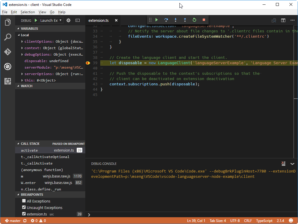 Debugging the client