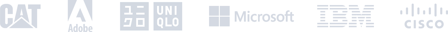 Cat, Adobe, UniQlo, Microsoft, IBM, CISCO