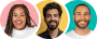 Three People Smiling on Colorful Backgrounds - WPForms Three people smiling on colorful backgrounds