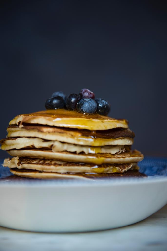 stack of pancakes with blueberries 