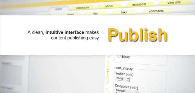 Publish: A clean, intiutive interface makes content publishing easy.