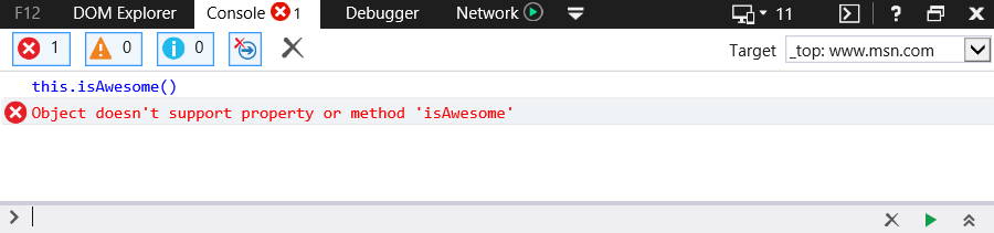 Screenshot of TypeError: Object doesn’t support property