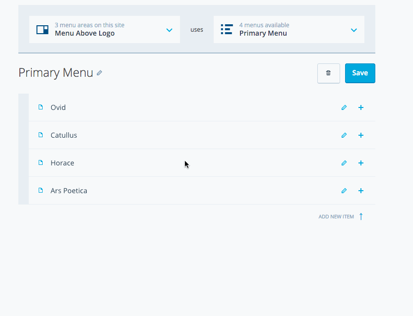 Moving menu items