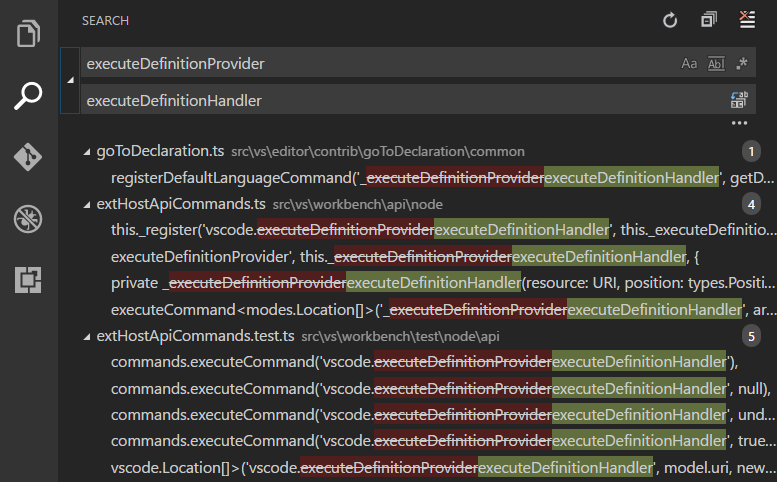search and replace diff view