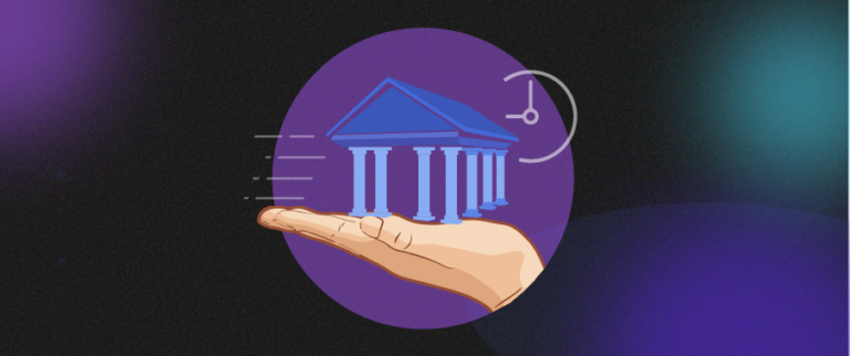 A hand holding up a bank