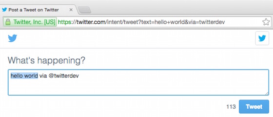 Tweet Web Intent