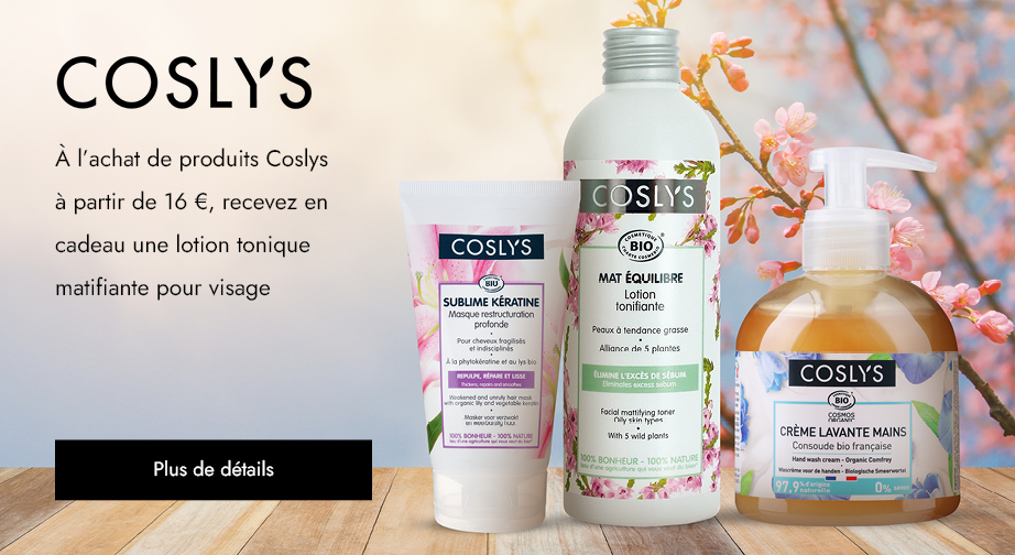 À l'achat de produits Coslys à partir de 16 €, recevez en cadeau une lotion tonique matifiante pour visage