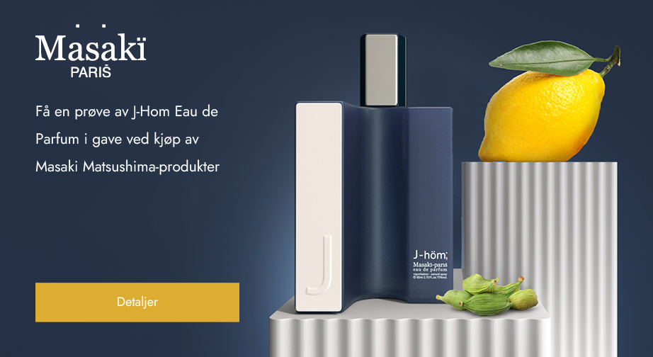 Når du kjøper Masaki Matsushima-produkter, får du en prøve av J-Hom Eau de Parfum i gave