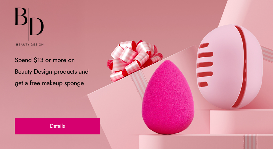 Spend $13 or more on Beauty Design products and get a free makeup sponge
