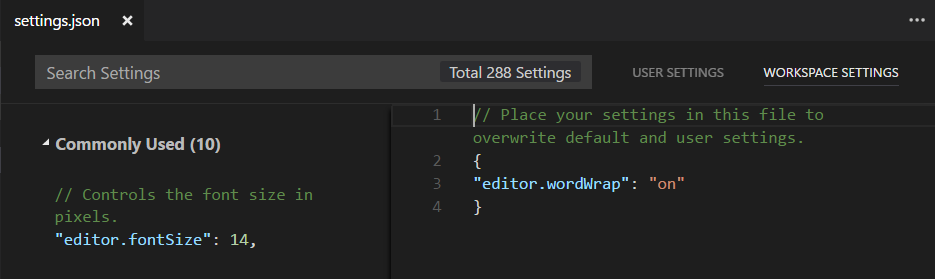 workspace settings