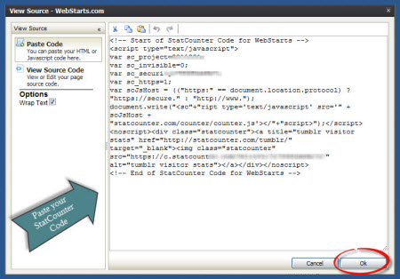 WebStarts - Paste Code