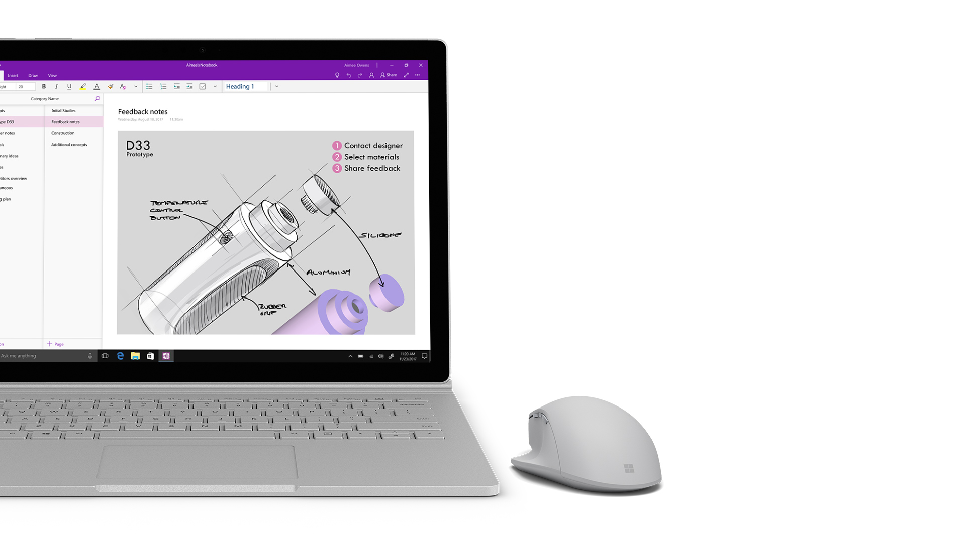 OneNote screenshot on Surface.