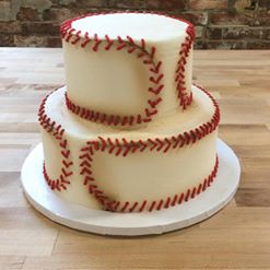 'Baseball season calls for baseball a cake!!! #cake #baseball @trefzgersbakery'