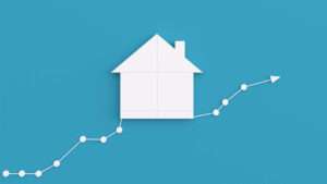 graphic of an origami house on a blue background