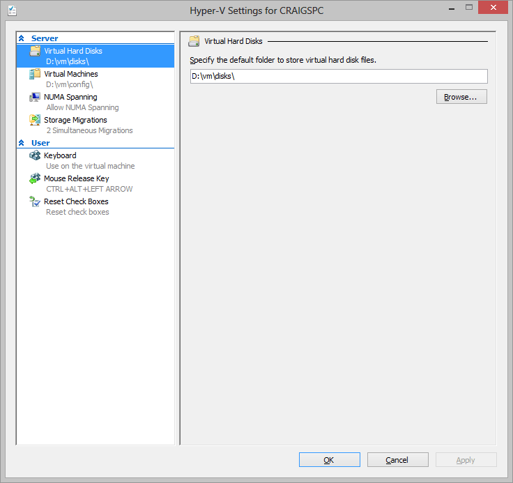 Hyper-V settings