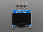 Top Down Shot of the Monochrome 1.3" 128x64 OLED graphic display - STEMMA QT / Qwiic with 8pin Header
