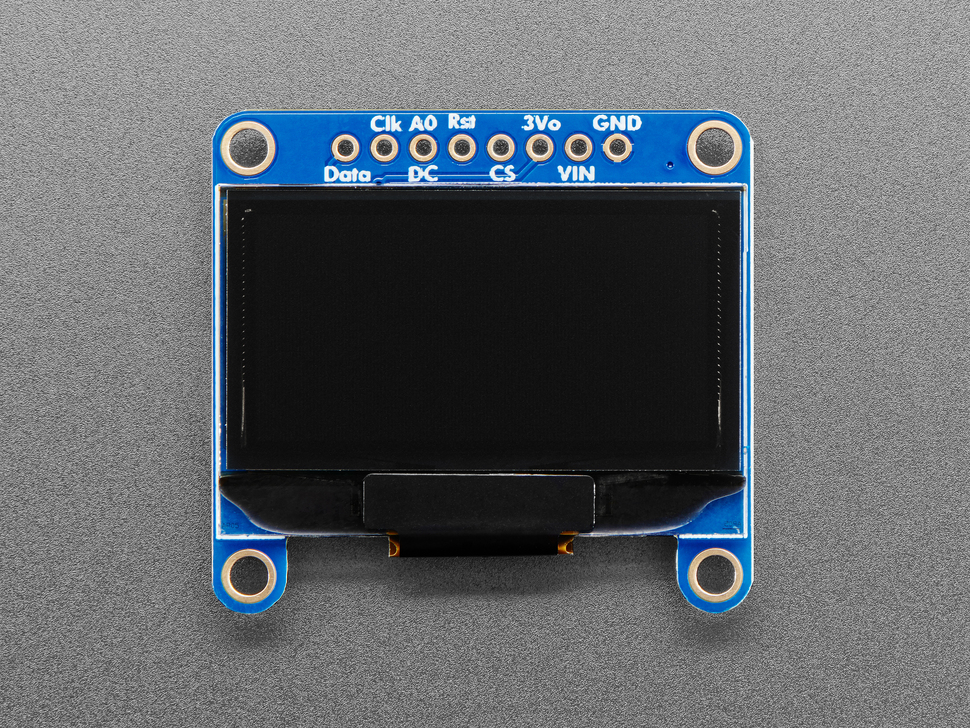 Top Down Front Shot of the Monochrome 1.3" 128x64 OLED graphic display - STEMMA QT / Qwiic
