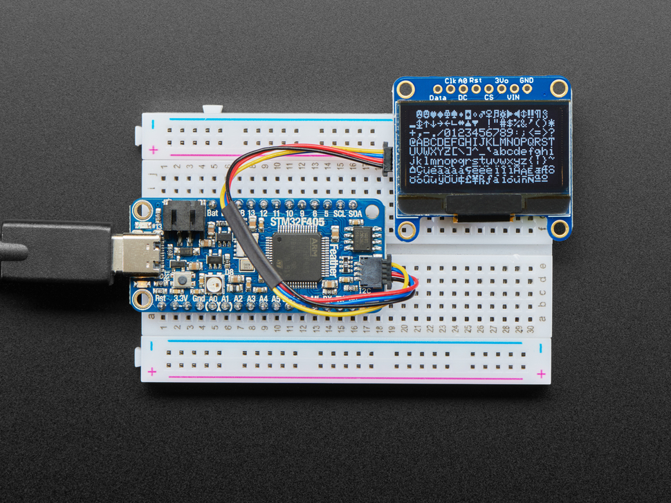 OLED with white text showing
