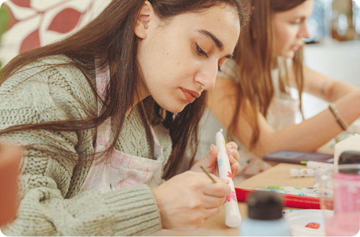 Teens making crafts