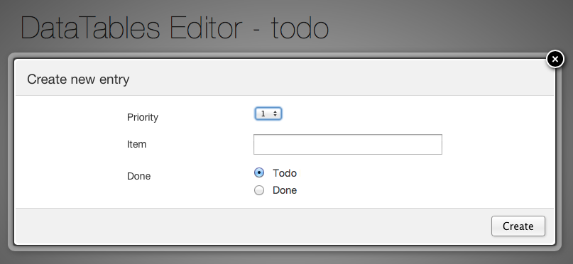 Editing the created table