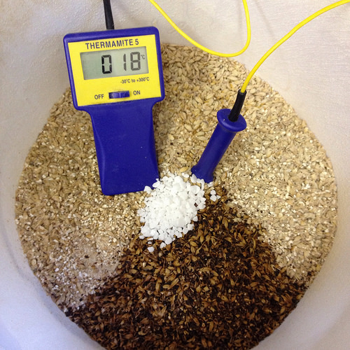 AG#128 - Belgian Hop Burst, malts with just a Tsp of CaCl.