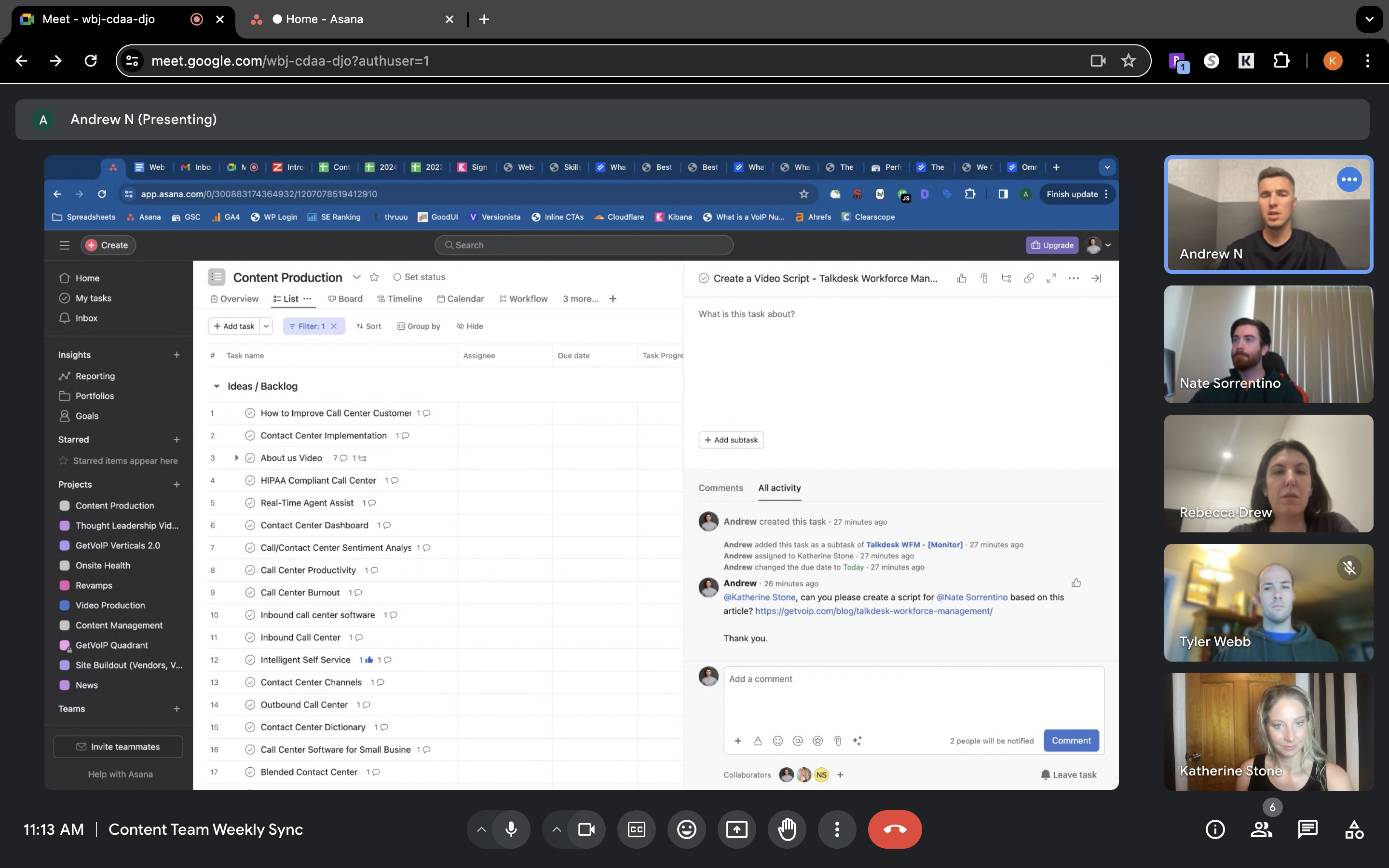 Team on the call in Google Meet