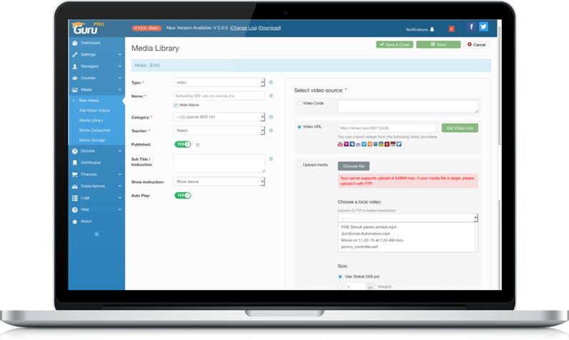 Joomla LMS Media Library. Add Videos, Files, Audio and more Joomla LMS Media Library. Add Videos, Files, Audio and more