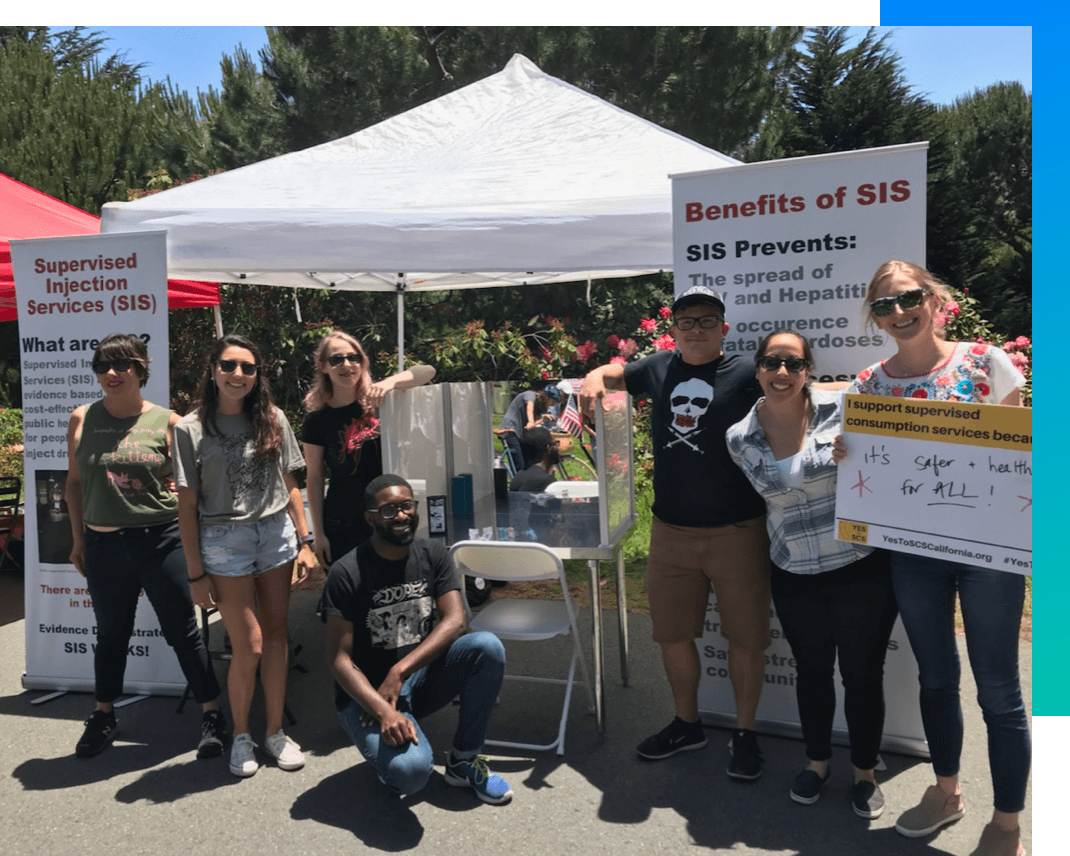 SupervisedConsumptionSites-01 Group of people tabling and conducting community education on supervised injection services