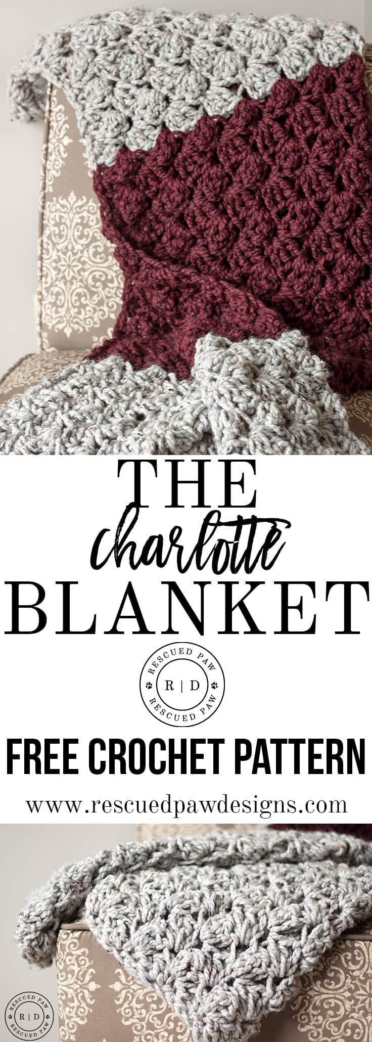 Charlotte Crochet Blanket Pattern - FREE Crochet Pattern by Rescued Paw Designs www.rescuedpawdesigns.com