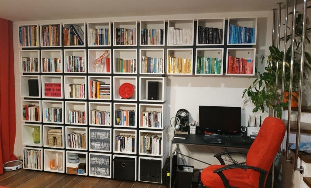 42 EKETs make a unique IKEA Cube Bookcase