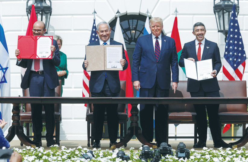  ISRAEL, UAE AND BAHRAIN sign the Abraham Accords at the White House in 2020. Had the Heavens gifted Israel with reprieve from diplomatic &lsquo;tsunamis,&rsquo; but not bestowed upon it the blessings of the Abraham Accords &ndash; dayenu. (credit: TOM BRENNER/REUTERS)