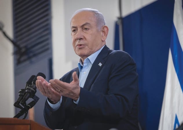  PRIME MINISTER Benjamin Netanyahu attends a news conference at the Defense Ministry in Tel Aviv. 