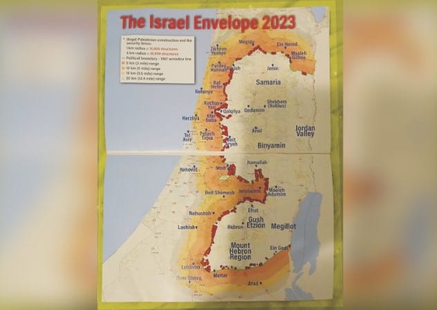  A map of Palestinian settlements along the seam line separating Israel from the West Bank.