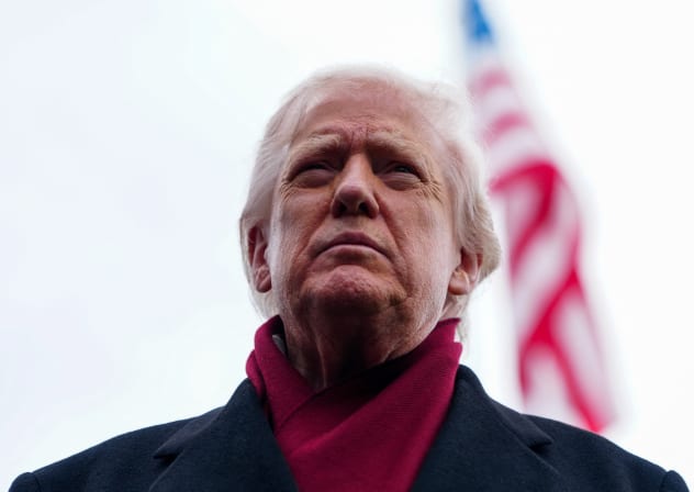 US President Donald Trump looks on as he walks to board Marine One to depart for Joint Base Andrews, from the South Lawn at the White House in Washington, DC, US, November 22, 2025