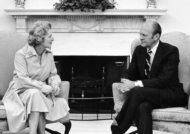  Gerald Ford welcomes Great Britain’s Conservative Party leader Margaret Thatcher at the Oval Office in 1975.