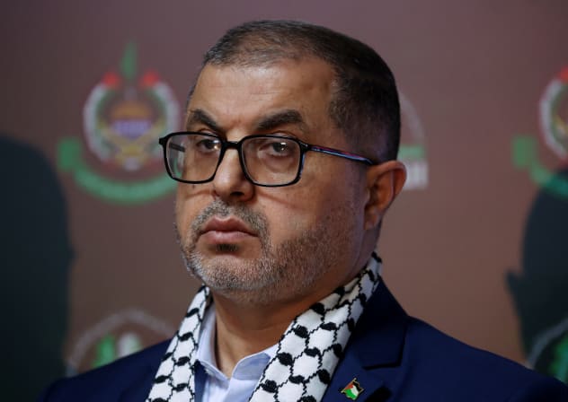 Hamas Shura Council member Bassen Naim at a news conference in Beirut, Lebanon, November 8, 2023; illustrative.