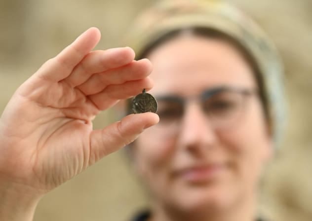 AN ANCIENT menorah pendant from the Byzantine period, found in Jerusalem.