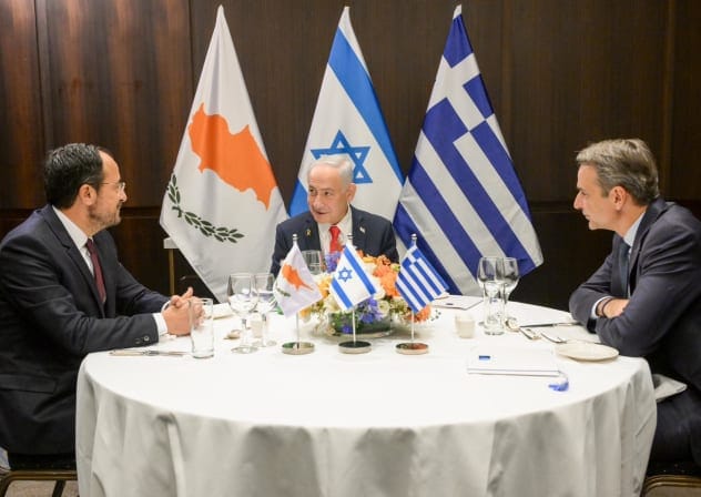 Prime Minister Benjamin Netanyahu meets with Greek Prime Minister Kyriakos Mitsotakis and Cypriot President Nikos Christodoulides, December 22, 2025.