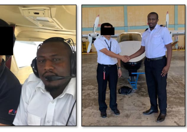 Cholo Abdi Abdullah training as a pilot as part of an al-Shabaab plot to attack on US soil.
