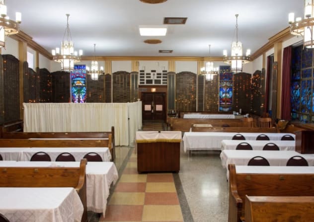 Interior of the Kingsbrook Synagogue.