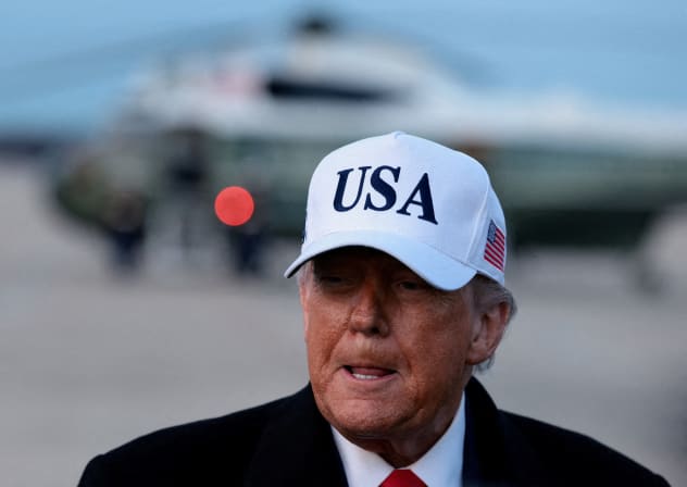 US President Donald Trump speaks to reporters, on his return from Detroit, Michigan, at Joint Base Andrews, Maryland, US, January 13, 2026.
