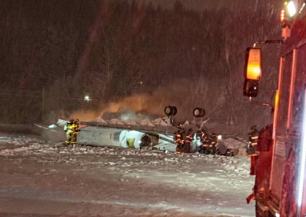 A private jet carrying eight people crashed as it was taking off from Bangor International Airport in Maine on Sunday night, according to the Federal Aviation Administration.