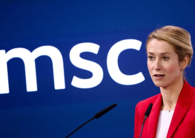 EU High Representative and Vice-President for Foreign Affairs and Security Policy Kaja Kallas speaks during the last day of the Munich Security Conference (MSC) in Munich, Germany, February 15, 2026.
