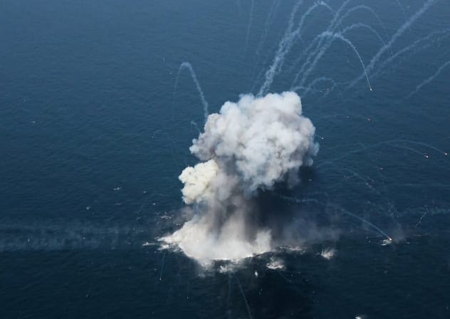 An explosion during an exercise in southern Iran, in this handout image obtained on February 17, 2026.