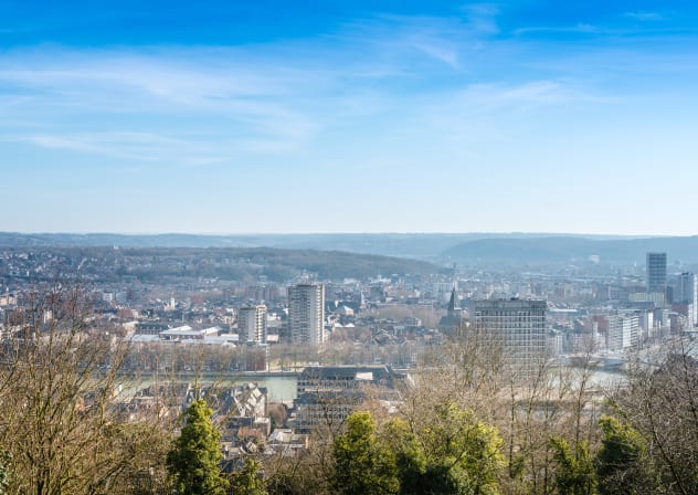 View of buildings in Liege, Belgium on February 28, 2018.