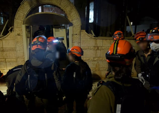 IDF search and rescue forces operating at the scene of a munition impact in southern Israel on March 21, 2026.