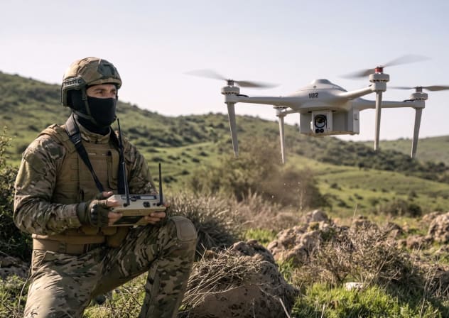 AeroSentinel G2 drone in active operation, providing real-time aerial intelligence in complex environments.