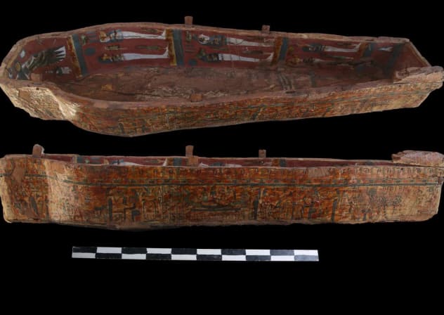 One of the sarcophagi found during archaeological excavations in the tomb of Seneb, April 15, 2026.